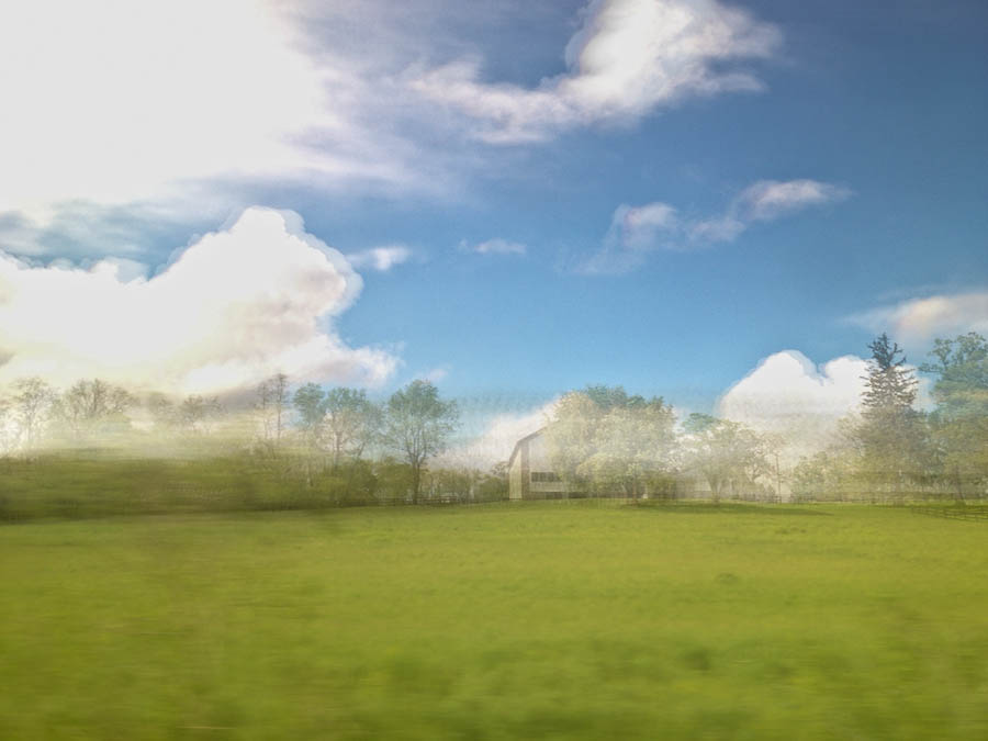 Landscape blurs by | Amtrak train to Harrisburg, PA